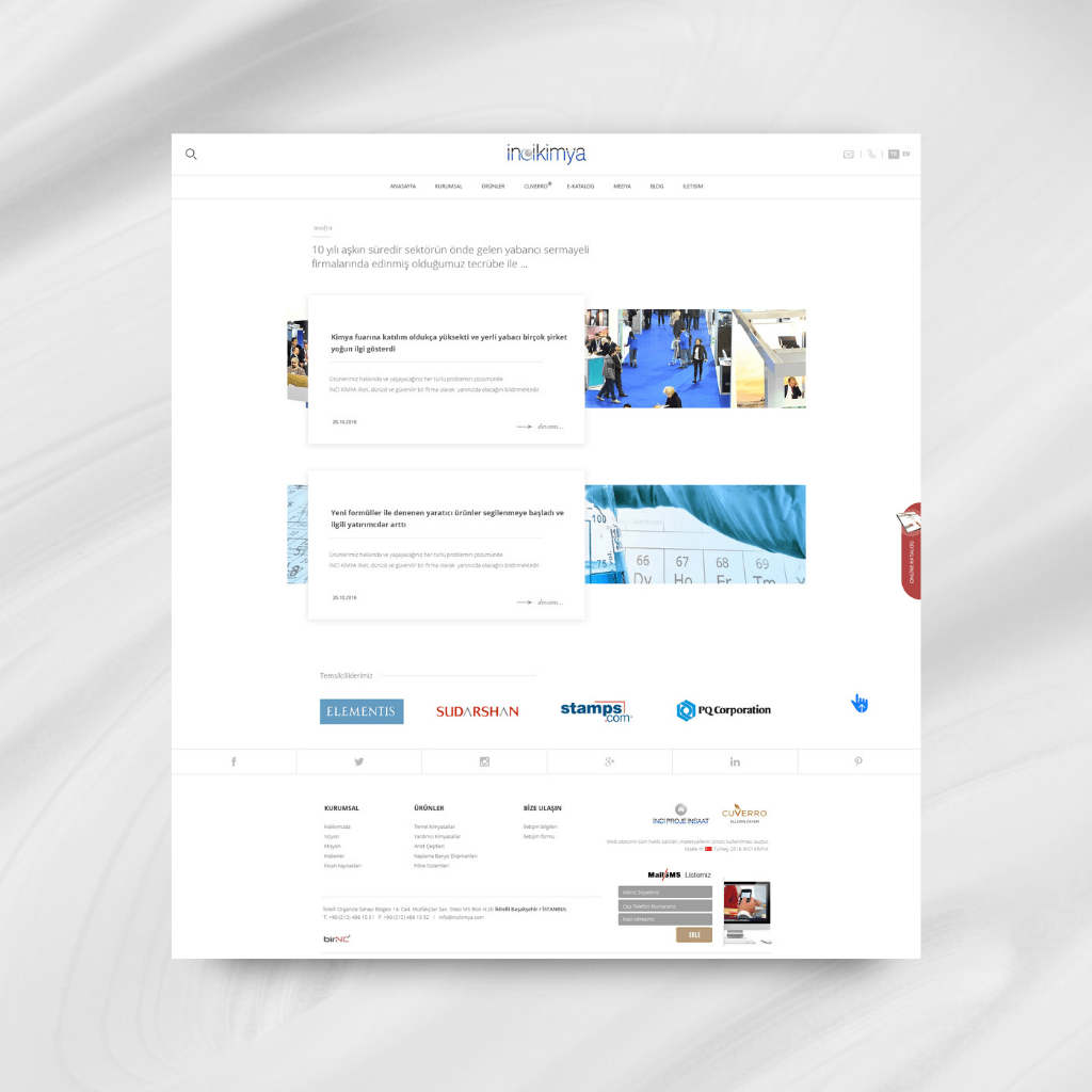 İnci Kimya Web Tasarım Haberler