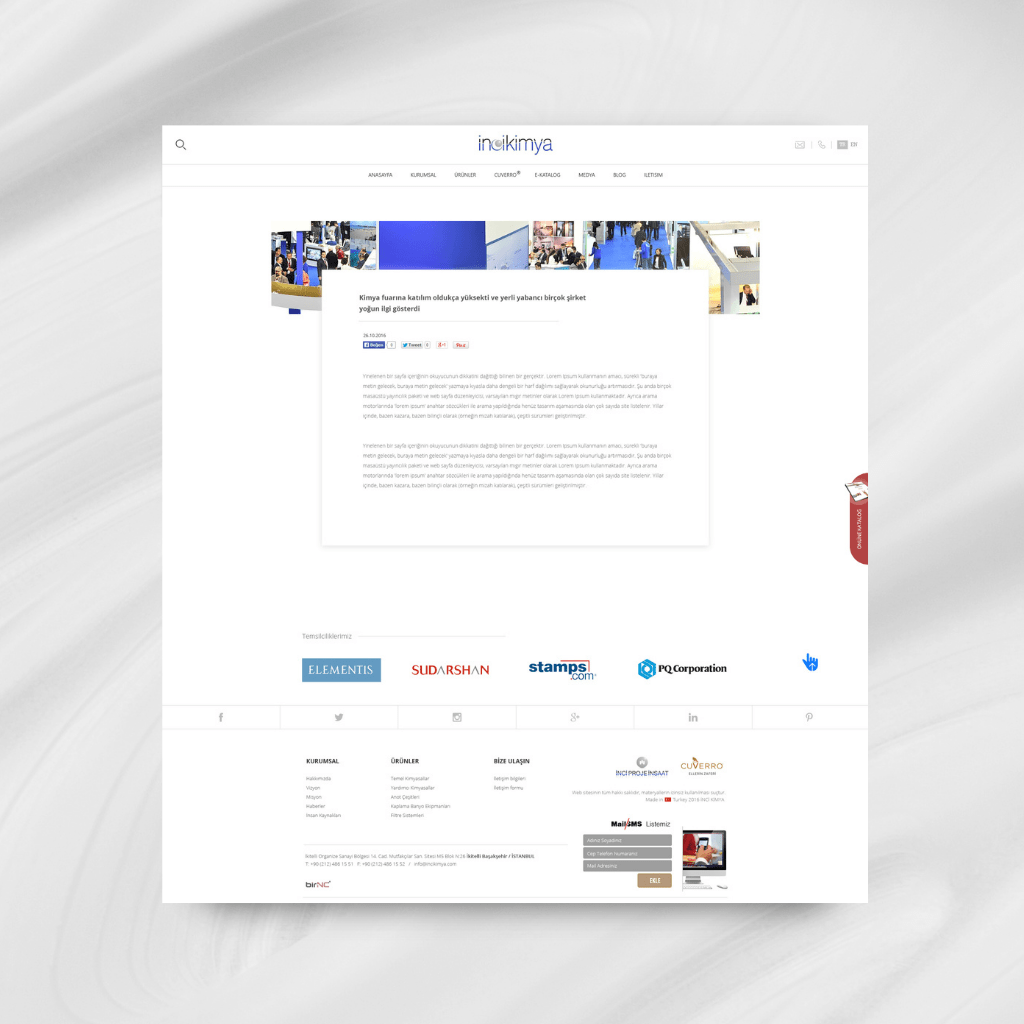 İnci Kimya Web Tasarım Haberler Detay