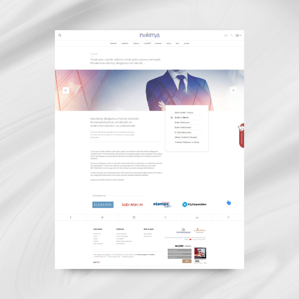 İnci Kimya Web Tasarım Kurumsal