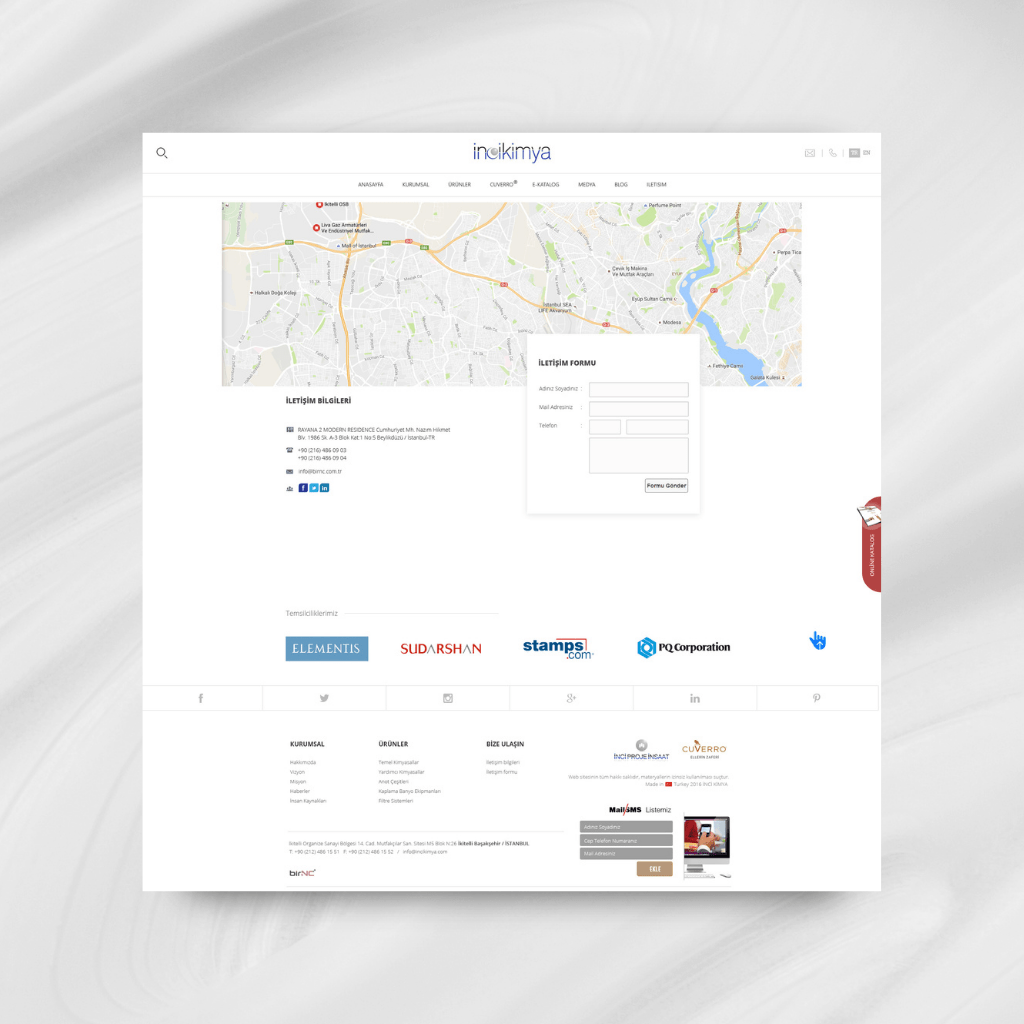 İnci Kimya Web Tasarım İletişim