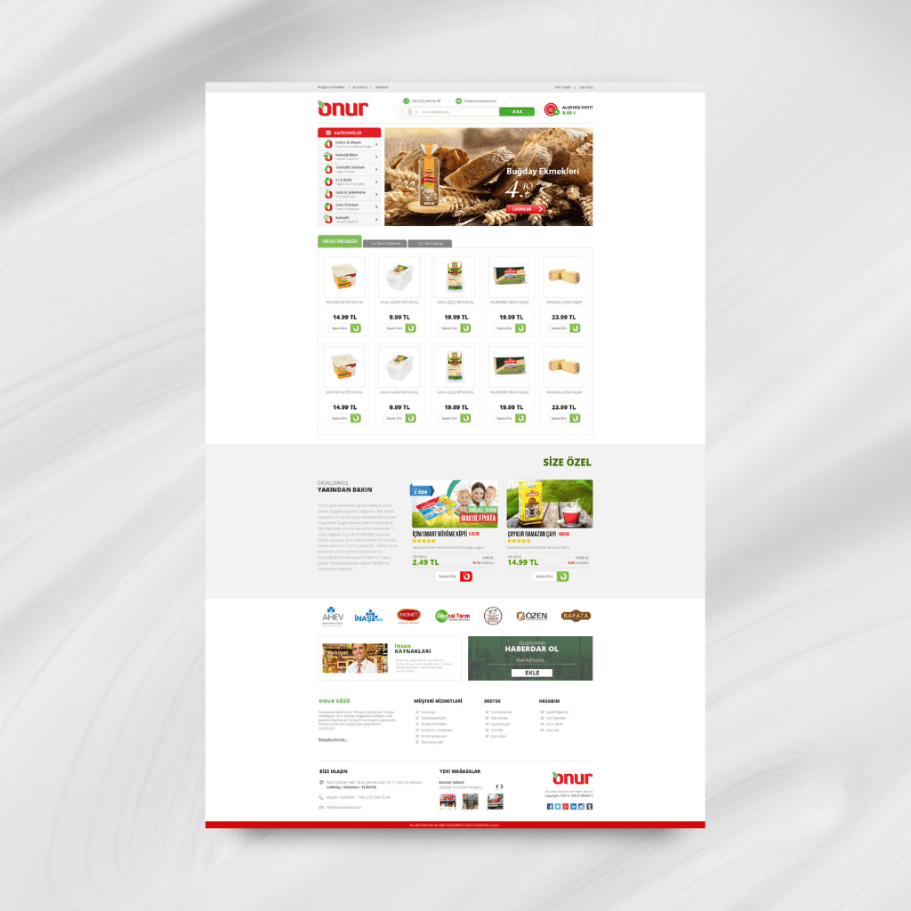 Onur Market E-Ticaret Site Tasarım Kategori