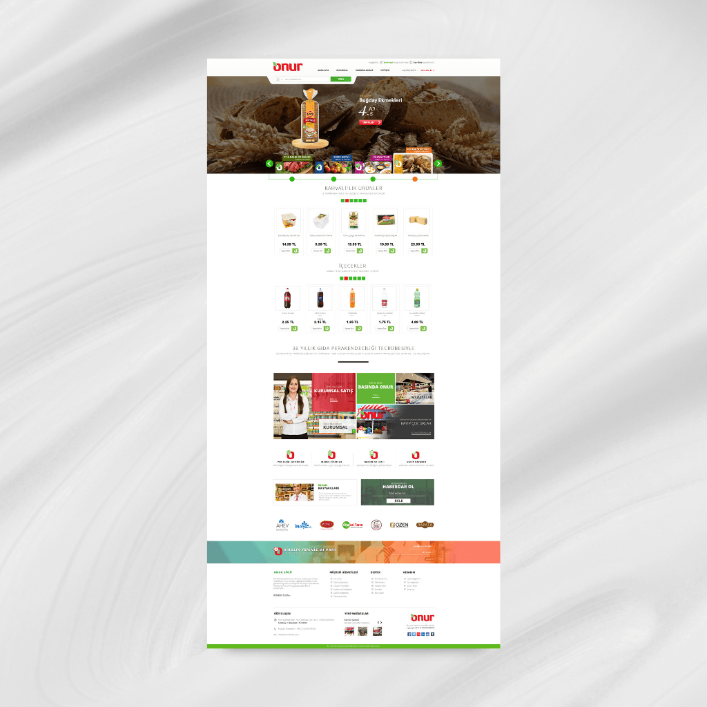 Onur Market E-Ticaret Site Tasarım Anasayfa