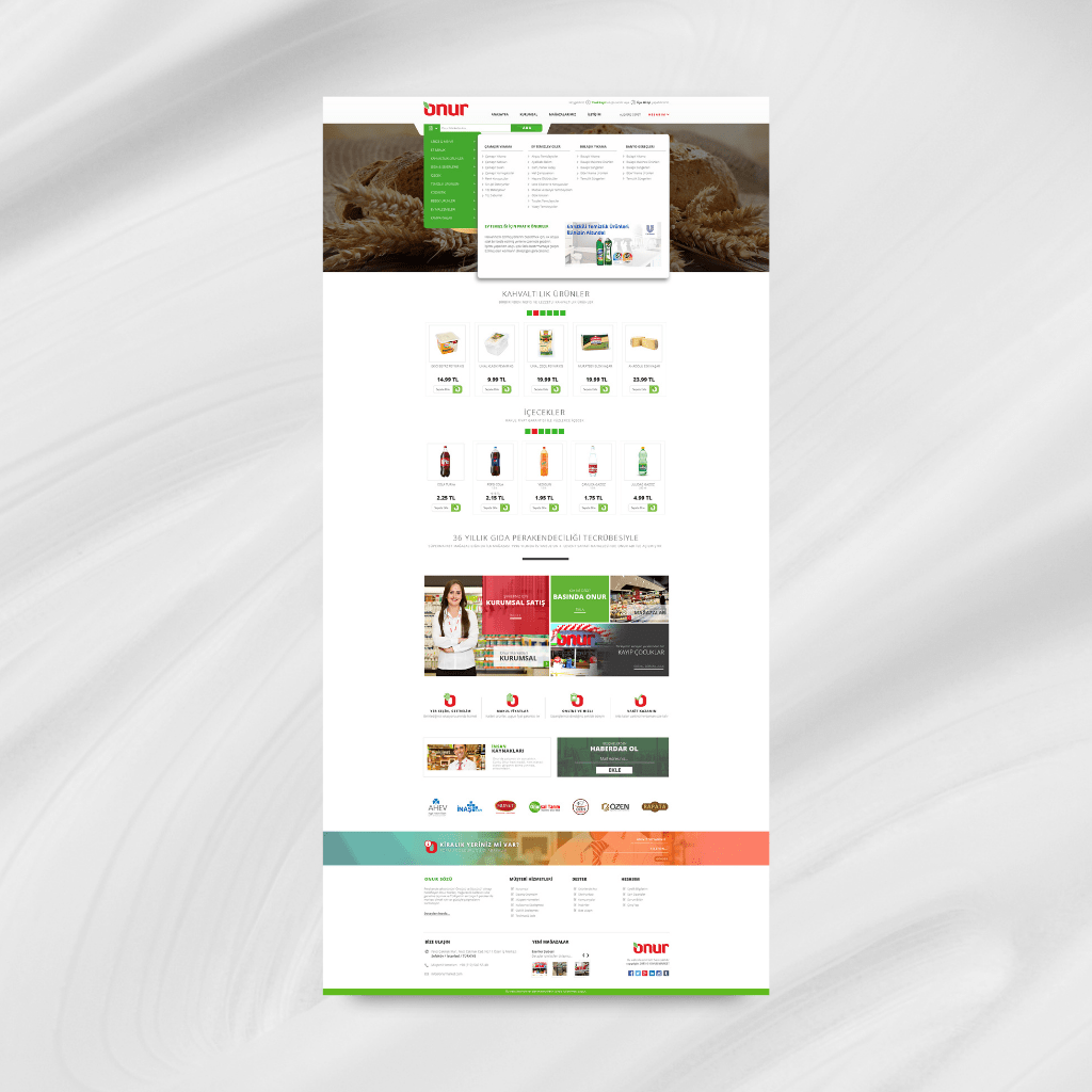 Onur Market E-Ticaret Site Tasarım Mega Açılır Menü