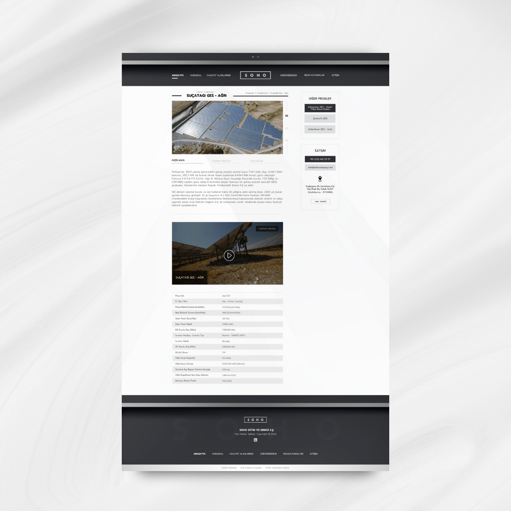 Soho Company Proje Detay Web Tasarımı