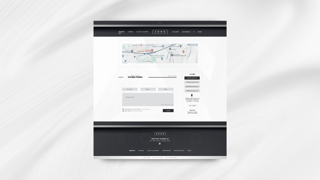 Soho Company İletişim Sayfası Tasarımı
