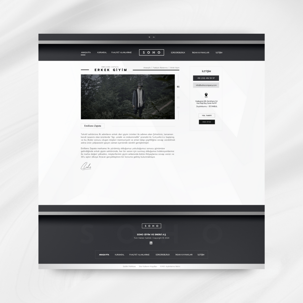 Soho Company Erkek Giyim Web Tasarımı