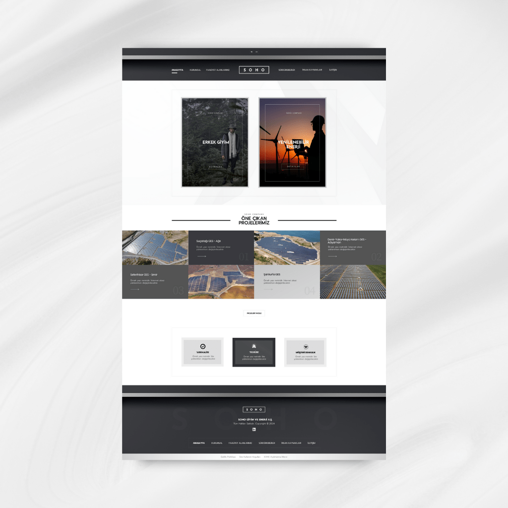 Soho Company Anasayfa Web Tasarımı