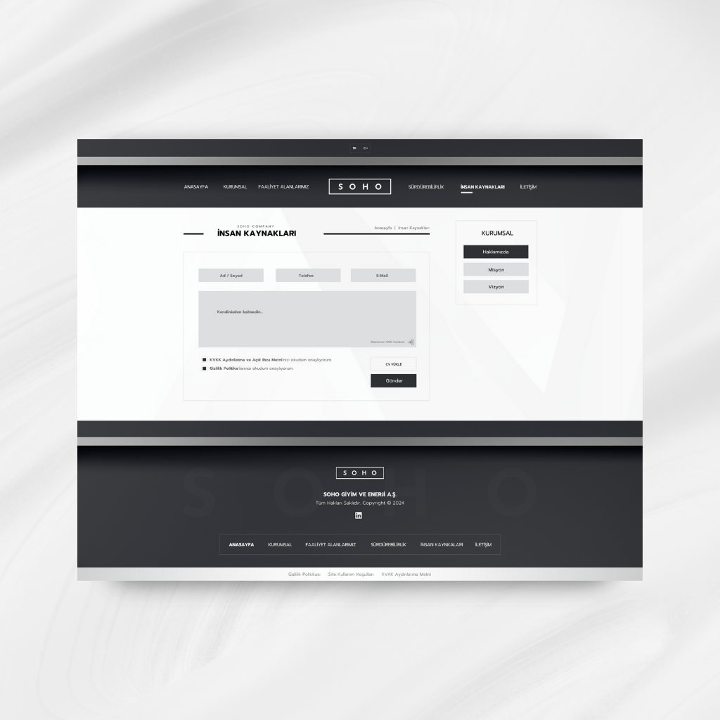 Soho Company İnsan Kaynakları Web Tasarımı