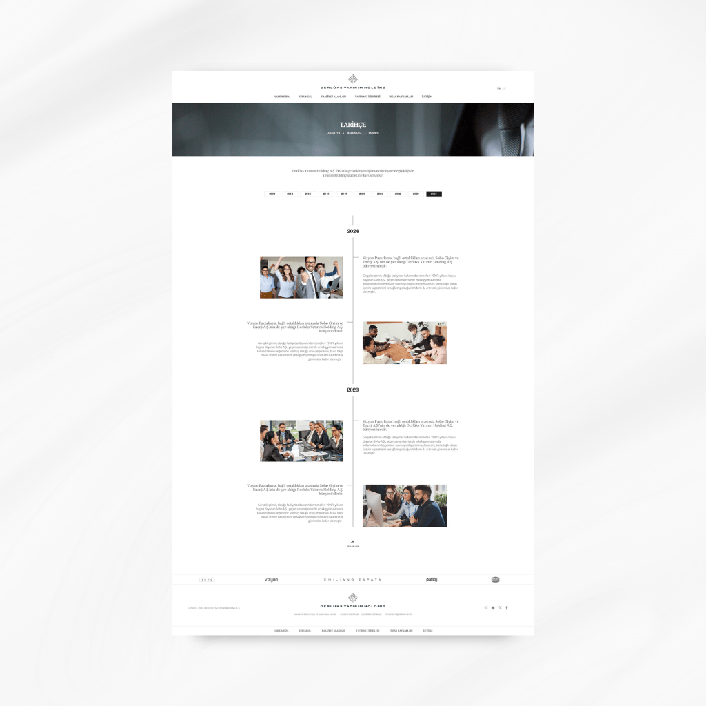 Derlüks Yatırım Holding Tarihçe Web Tasarımı