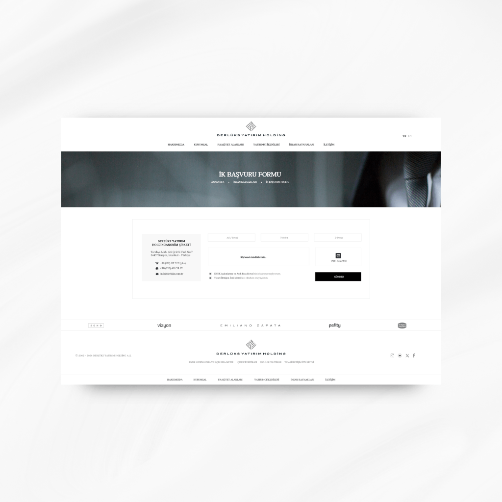 Derlüks Yatırım Holding Kariyer Form Web Tasarımı