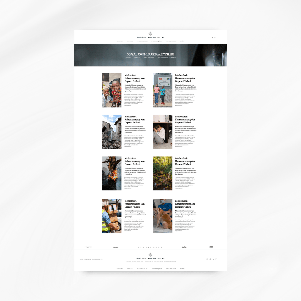 Derlüks Yatırım Holding Sosyal Sorumluluk Faaliyetleri Web Tasarımı