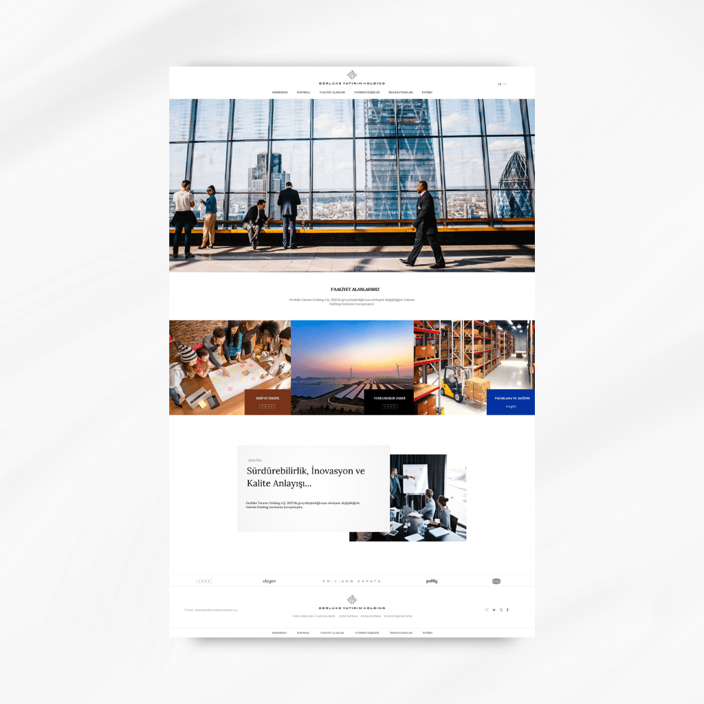 Derlüks Yatırım Holding Anasayfa Web Tasarımı