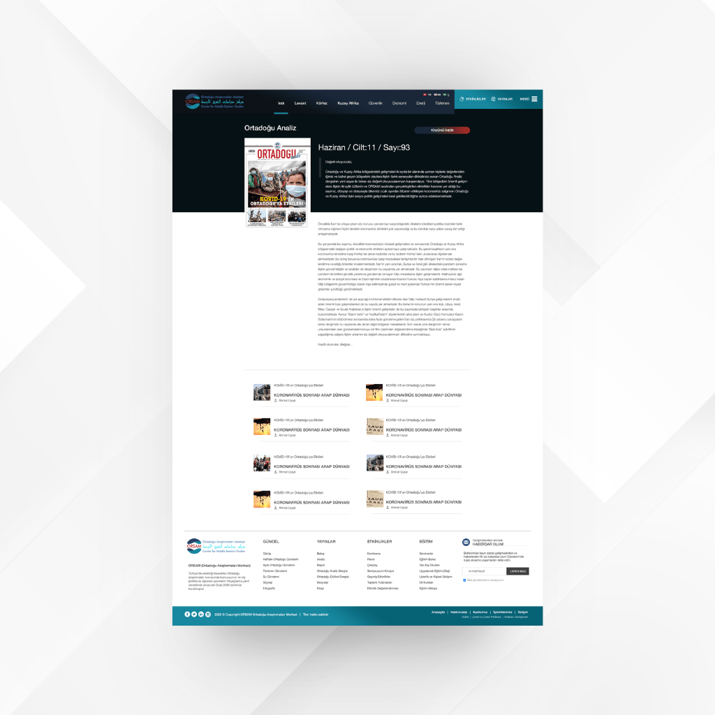 Orsam Dergi Detay Web Tasarımı