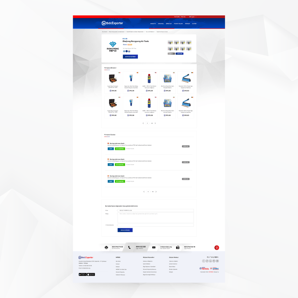 WTBDC Exporter Şirket Vitrin Web Tasarımı