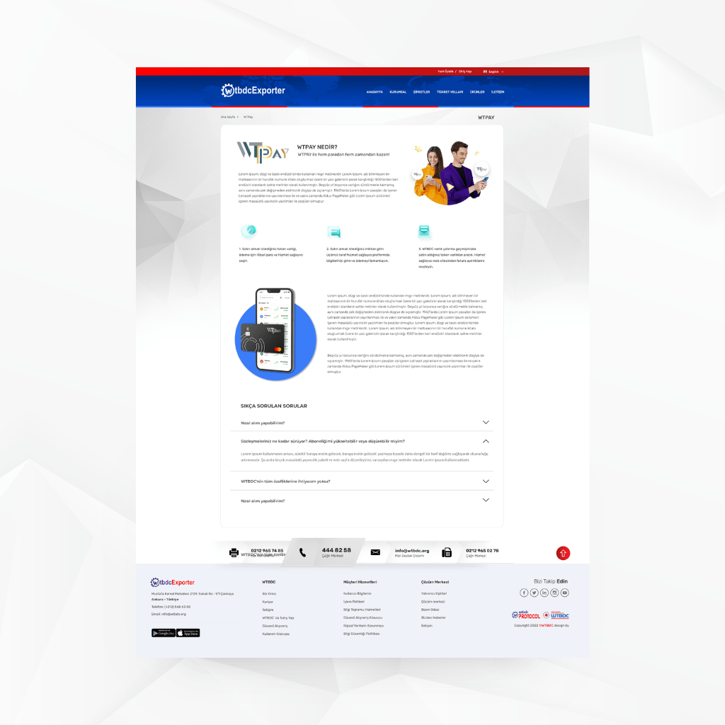 WTBDC Exporter Ödeme Tanıtım Web Tasarımı